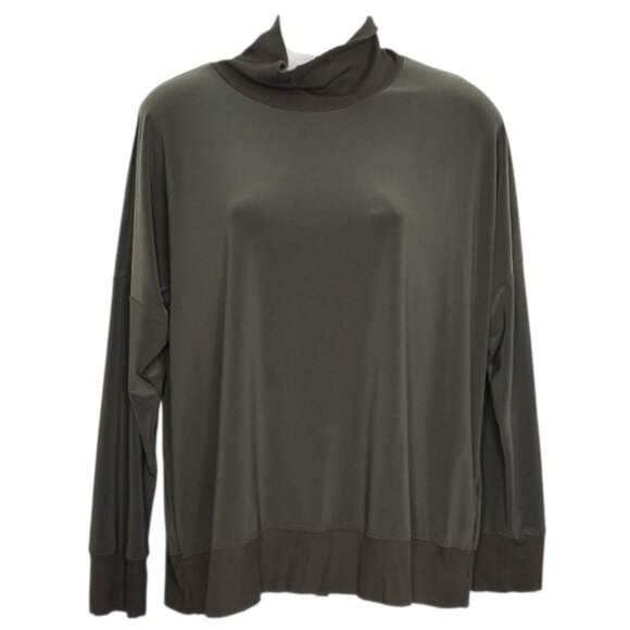 Sympli Women's Olive Green Pullover Jersey Sweater Knit Trim Size 10 - Picture 1 of 13